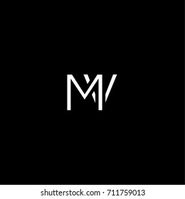 Modern creative unique elegant minimal artistic black and white color MV VM M V initial based letter icon logo.