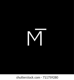 Modern creative unique elegant minimal artistic black and white color MT TM M T initial based letter icon logo.