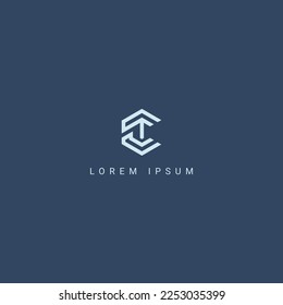 Moderna letra creativa única del logotipo CT TC basado inicialmente en el vector de icono Monograma.
