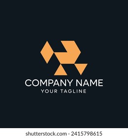 Moderna plantilla de diseño de logotipo de letras H R creativas con colores azul y blanco aislados en fondo negro.