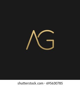 Modern creative unique minimal connected artistic fashion brands black and gold color AG GA A G initial based letter icon logo.