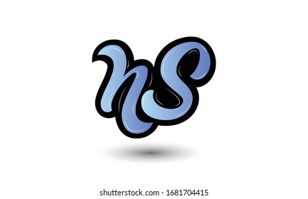 Moderno creativo y elegante NS SN N S artístico color azul basado en el logotipo de la letra inicial.
