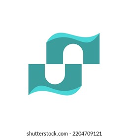 Moderne kreative ungewöhnliche elegante NS SN S künstlerische schwarz-goldene Farbe Anfangsbuchstaben Symbol Logo.
