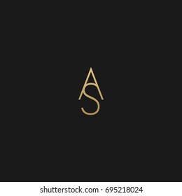 Modern creative unusual stylish fashion brands black and gold color AS SA A S initial based leter icon logo.