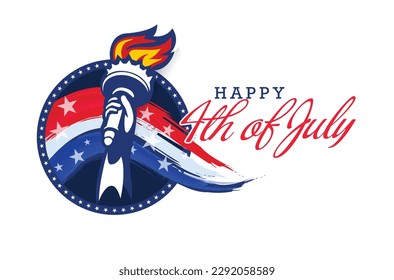 Modern creative USA independence day greeting template, banner, and background with the Statue of Liberty grunge style. Vector illustration.