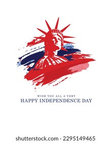 Modern creative usa independence day greeting template, banner, background with the statue of liberty grunge style. Vector illustration.