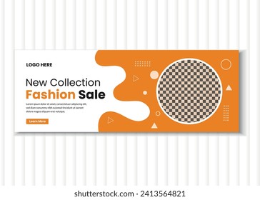 Modern Creative Vector Fashion Sale Facebook Cover or Social Media Banner Design Template