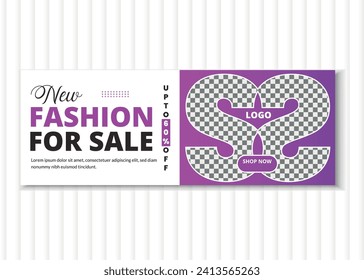 Modern Creative Vector Fashion Sale Facebook Cover or Social Media Banner Design Template
