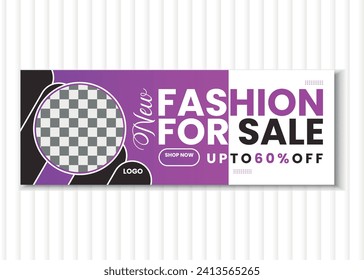 Modern Creative Vector Fashion Sale Facebook Cover or Social Media Banner Design Template