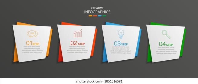 Modern creative vector  infographic template with 4 steps for business.  Can be used for workflow layout, diagram, annual report, web design