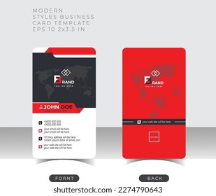 Plantilla de tarjeta de negocios vertical creativa moderna.
 tarjeta de visita personal con colores negro y rojo.
 ilustración vectorial eps 10.