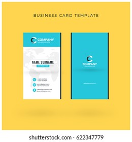 Modern Creative Vertical Double-sided Business Card Template. Flat Design Vector Illustration. Stationery Design