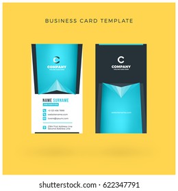 Modern Creative Vertical Double-sided Business Card Template. Flat Design Vector Illustration. Stationery Design