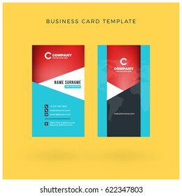 Modern Creative Vertical Double-sided Business Card Template. Flat Design Vector Illustration. Stationery Design