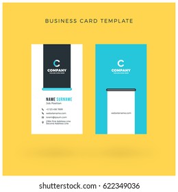Modern Creative Vertical Double-sided Business Card Template. Flat Design Vector Illustration. Stationery Design