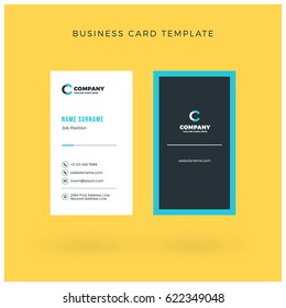 Modern Creative Vertical Double-sided Business Card Template. Flat Design Vector Illustration. Stationery Design