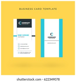 Modern Creative Vertical Double-sided Business Card Template. Flat Design Vector Illustration. Stationery Design