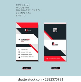 Diseño vertical creativo moderno y plantilla de tarjeta de visita limpia.
 Tarjeta de estilos de color blanco y rojo negro. ilustración vectorial eps 10.