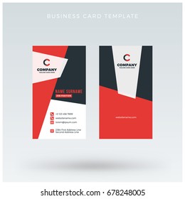 Modern Creative Vertical Red Business Card Template. Flat Design Vector Illustration. Stationery Design