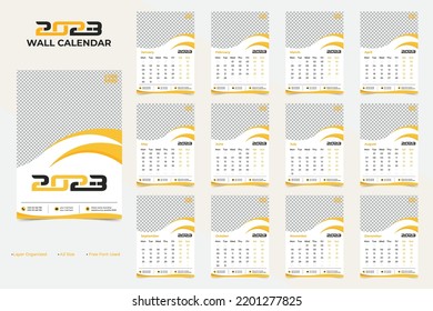 Modern and creative wall calendar 2023 template design