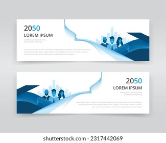 Plantilla de banner web moderna y creativa con ilustraciones de gente de negocios