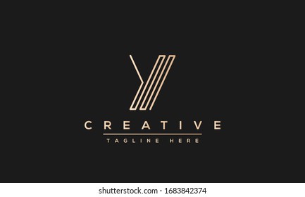 Diseño y plantilla creativos y modernos logotipos Y. Icono Y Y YY basado en Monograma y letras en vector.