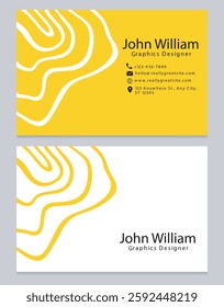 Modern Creative yellow abstract wave lines Business card design template Clean professional business vector illustration 