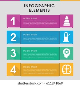 Modern creativity infographic template. infographic design with creativity icons includes pyramid, brain. can be used for presentation, diagram, annual report, web design. 