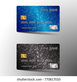 Modern credit card set template design. With inspiration from the abstract. Vector illustration.Glossy plastic style.