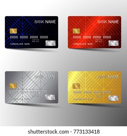 Modern credit card set template design. With inspiration from the abstract. Vector illustration.Glossy plastic style.
