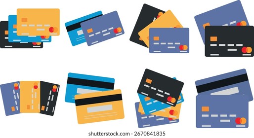 Modern credit card vector with clean lines and bold colors, perfect for financial and digital design themes.