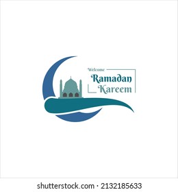 Modern Crescent moon and mosque vector of Islamic graphic ornament 