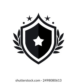 Modern Crest Design with Shield, Leaf Silhouette Vector art