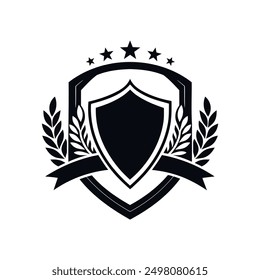 Diseño de cresta moderna con escudo, Arte vectorial de silueta de hoja