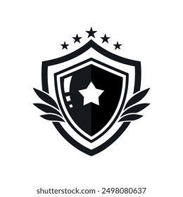 Modern Crest Design with Shield, Leaf Silhouette Vector art