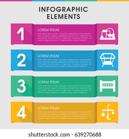 Modern crib infographic template. infographic design with crib icons includes baby bed, bed mobile. can be used for presentation, diagram, annual report, web design.