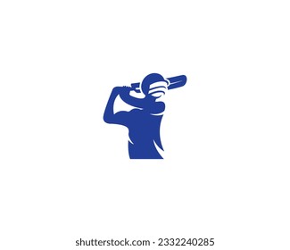 Modern Cricket Sport Logo Design With Player Symbol Vector Template.