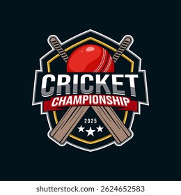 Modern cricket sports logo symbol, with dark background