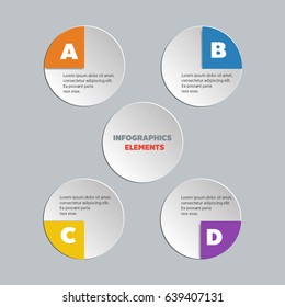 Modern Cricle Infographic  For 4 Steps With Icons. Vector. 