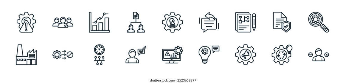 modernes Krisenmanagement-Ikonenpaket. perfekt für lineare UI-Designs mit Vektorentscheid, strategischem Plan, Bewusstsein, Verständnis, Vorfall, Feedback, Timeline und mehr Symbolen für mobile und