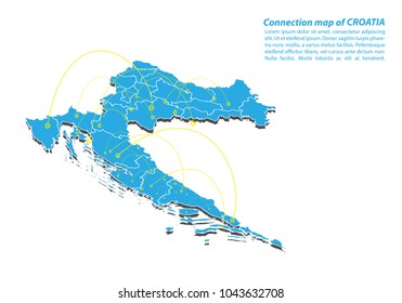Modern of croatia Map connections network design, Best Internet Concept of croatia map business from concepts series, map point and line composition. Infographic map. Vector Illustration.