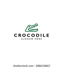 modern crocodile logo vector design illustration. elegant caiman logo vector design illustration. outline head crocodile logo vector design template with minimalist, modern and bold styles. 