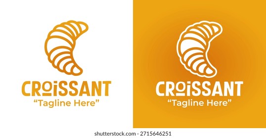 Un moderno logotipo de panadería croissant diseñado para panaderías, cafeterías y marcas de pastelería.