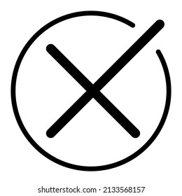 Cruz moderna en círculo. Símbolo cruzado. Marque un icono. Ilustración vectorial. imagen de stock. 