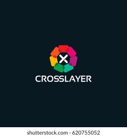 modern Cross Layer logo template, colorful Card Logo template