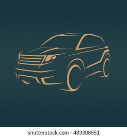modern crossover, offroader sport car outlined sketch