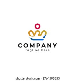 plantilla moderna de diseño de logotipo de la corona y el círculo