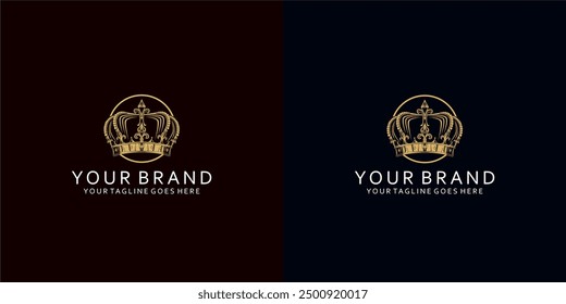 Un moderno logotipo de la corona con líneas dinámicas que dan una impresión elegante