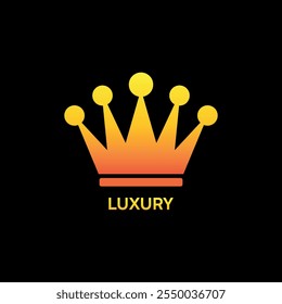 Logotipo moderno da coroa em cores douradas e laranja, perfeito para marcas de luxo, temas de royalty e embalagem de produtos premium.