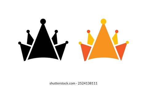 Modern Crown logo icon set in in black and orange colors vector illustration